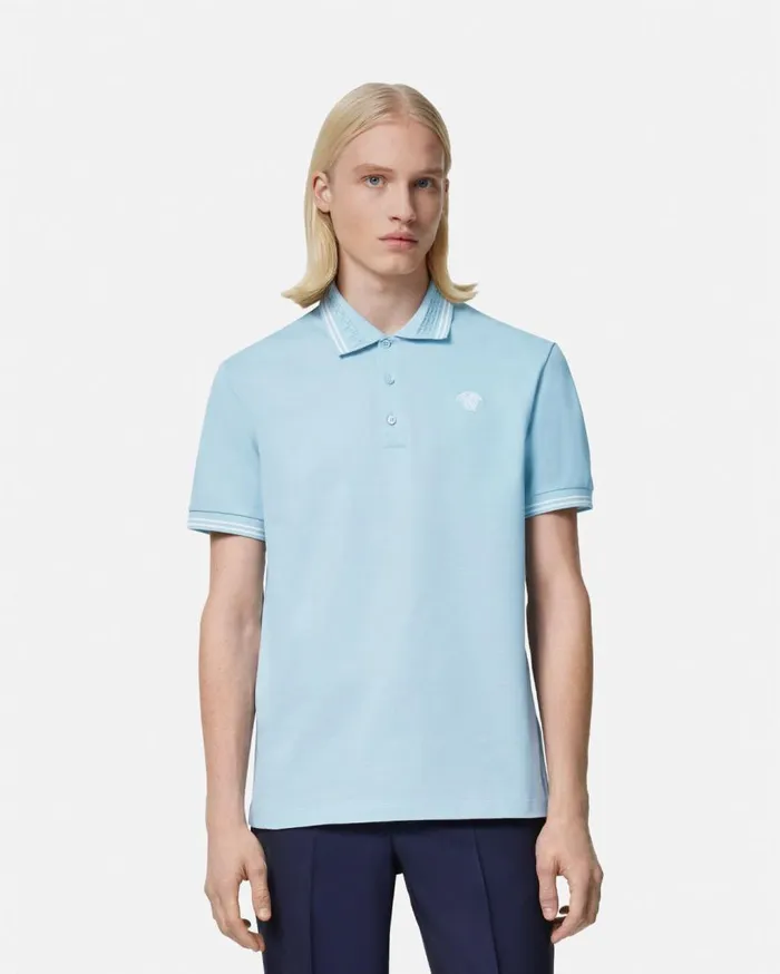 Versace TShirts and Polos Medusa Polo Shirt Light Blue 8211 Men Versace TShirts and Polos Medusa Polo Shirt Light Blue 8211 Men
