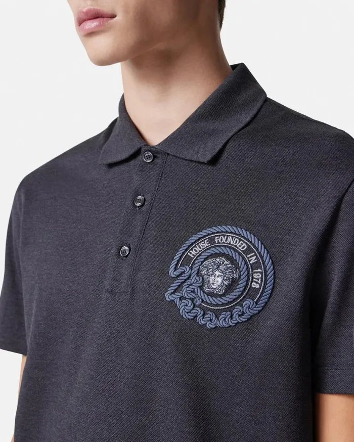 Versace TShirts and Polos Nautical Medusa Polo Shirt Gray 8211 Men Versace TShirts and Polos Nautical Medusa Polo Shirt Gray 8211 Men