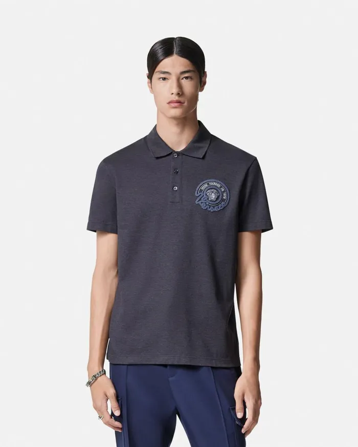 Versace TShirts and Polos Nautical Medusa Polo Shirt Gray 8211 Men Versace TShirts and Polos Nautical Medusa Polo Shirt Gray 8211 Men