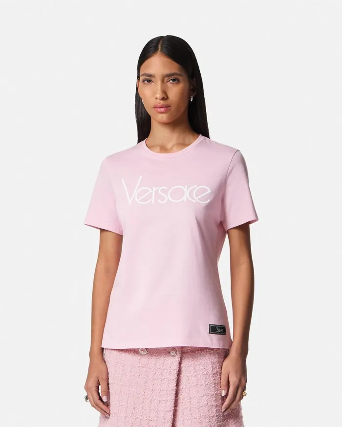 Versace TShirts and Sweatshirts 1978 ReEdition Logo TShirt Light Pink 8211 Women Versace TShirts and Sweatshirts 1978 ReEdition Logo TShirt Light Pink 8211 Women
