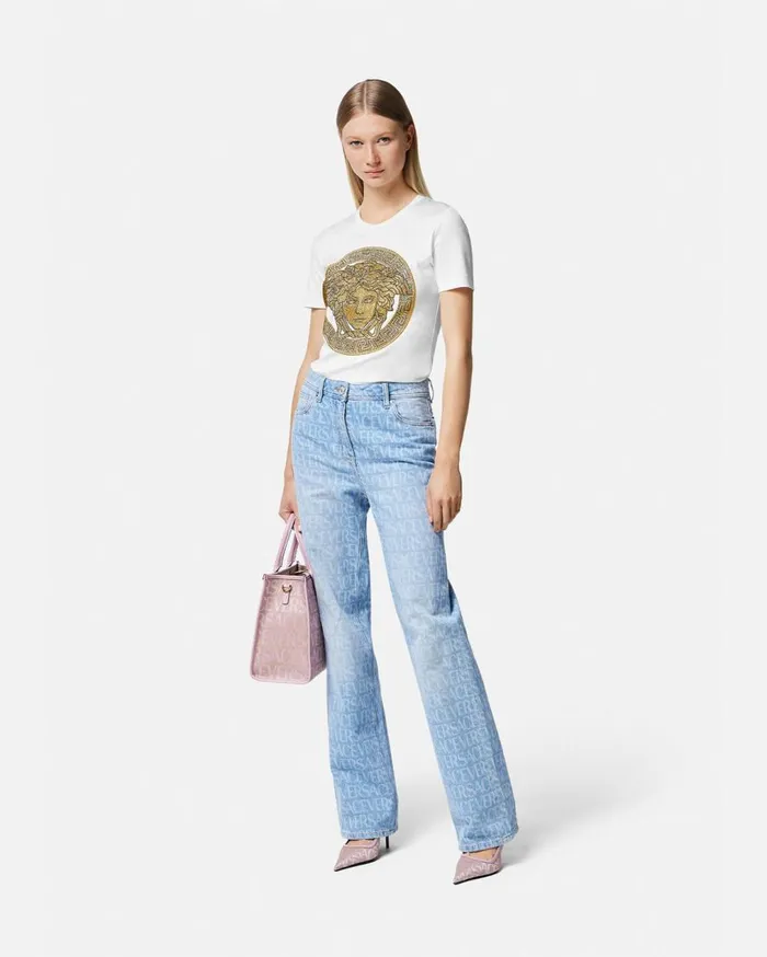 Versace TShirts and Sweatshirts Crystal La Medusa TShirt Whiteprint 8211 Women Versace TShirts and Sweatshirts Crystal La Medusa TShirt Whiteprint 8211 Women