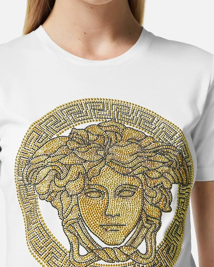 Versace TShirts and Sweatshirts Crystal La Medusa TShirt Whiteprint 8211 Women Versace TShirts and Sweatshirts Crystal La Medusa TShirt Whiteprint 8211 Women