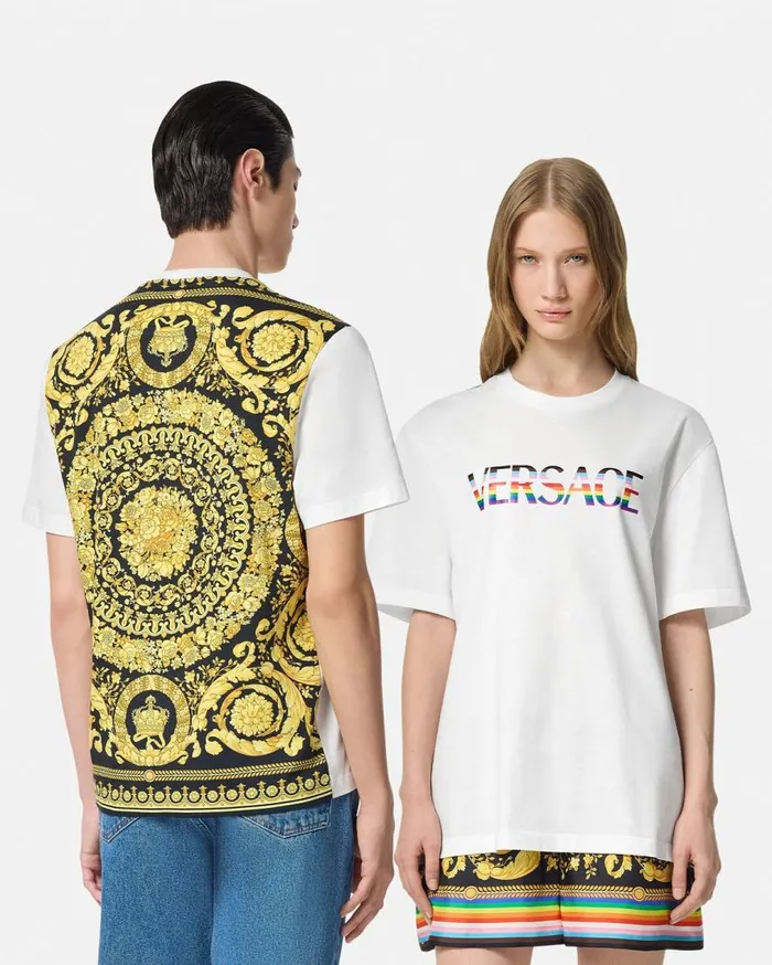 Versace TShirts and Sweatshirts Pride Barocco Logo TShirt Whiteprint 8211 WomenMen Versace TShirts and Sweatshirts Pride Barocco Logo TShirt Whiteprint 8211 WomenMen