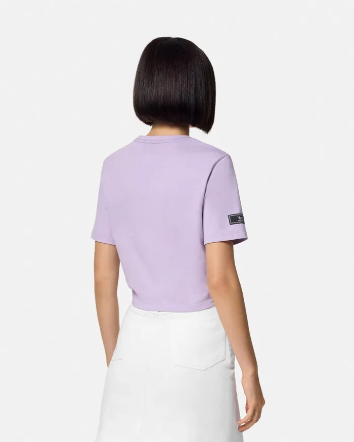Versace TShirts and Sweatshirts Safety Pin Crop Logo TShirt Lilac 8211 Women Versace TShirts and Sweatshirts Safety Pin Crop Logo TShirt Lilac 8211 Women