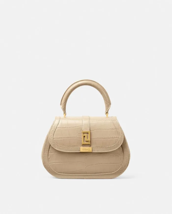 Versace Top Handle CrocEffect Greca Goddess Top Handle Bag Beige 8211 Women