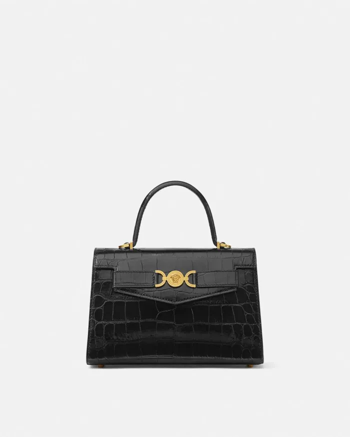 Versace Top Handle CrocEffect Medusa 03995 Handbag Blackgold 8211 Women