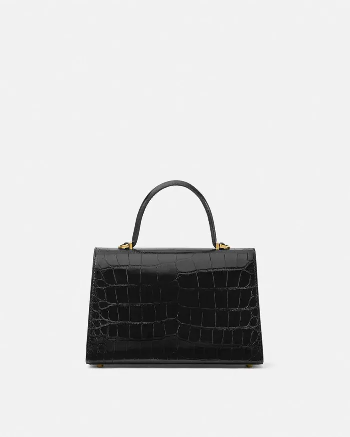 Versace Top Handle CrocEffect Medusa 03995 Handbag Blackgold 8211 Women Versace Top Handle CrocEffect Medusa 03995 Handbag Blackgold 8211 Women