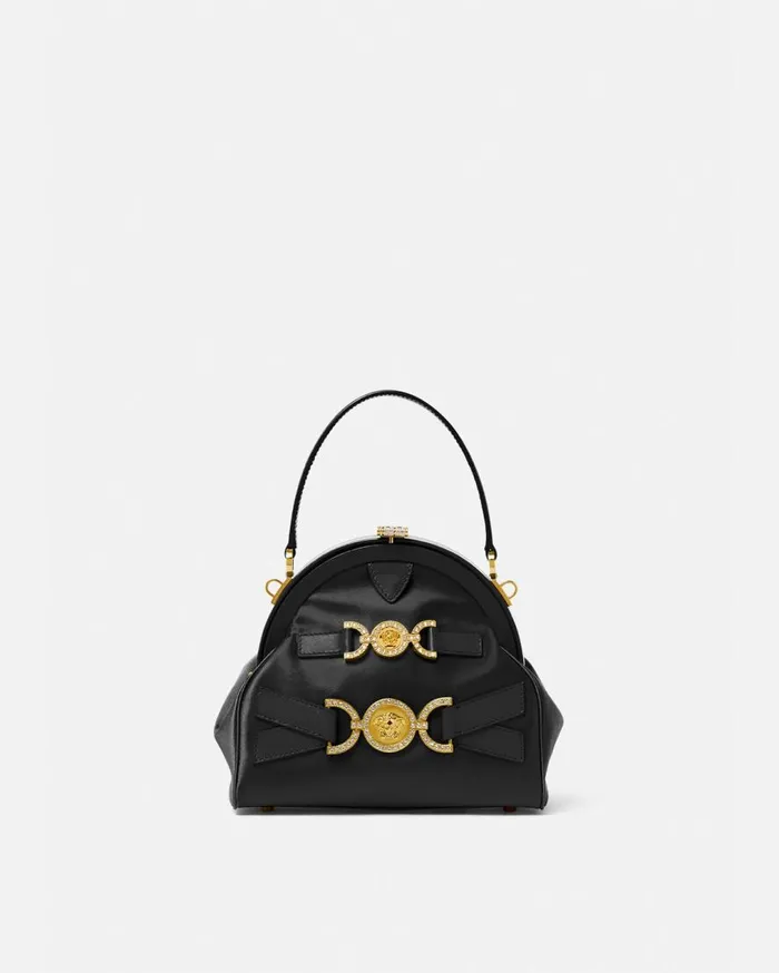 Versace Top Handle Crystal Medusa 03995 Satin Handbag Blackgold 8211 Women