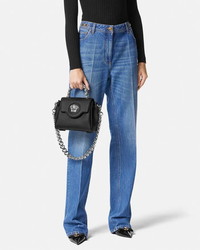 Versace Top Handle La Medusa Small Handbag Blacksilver 8211 Women Versace Top Handle La Medusa Small Handbag Blacksilver 8211 Women
