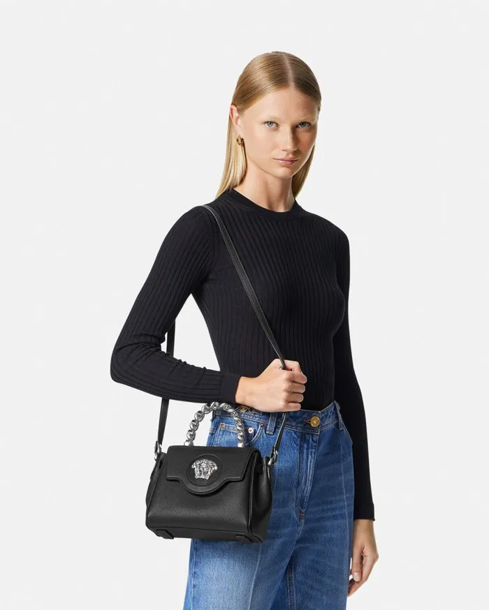 Versace Top Handle La Medusa Small Handbag Blacksilver 8211 Women Versace Top Handle La Medusa Small Handbag Blacksilver 8211 Women