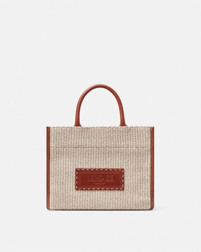 Versace Totes Athena Raffia Small Tote Bag Beige 8211 Women
