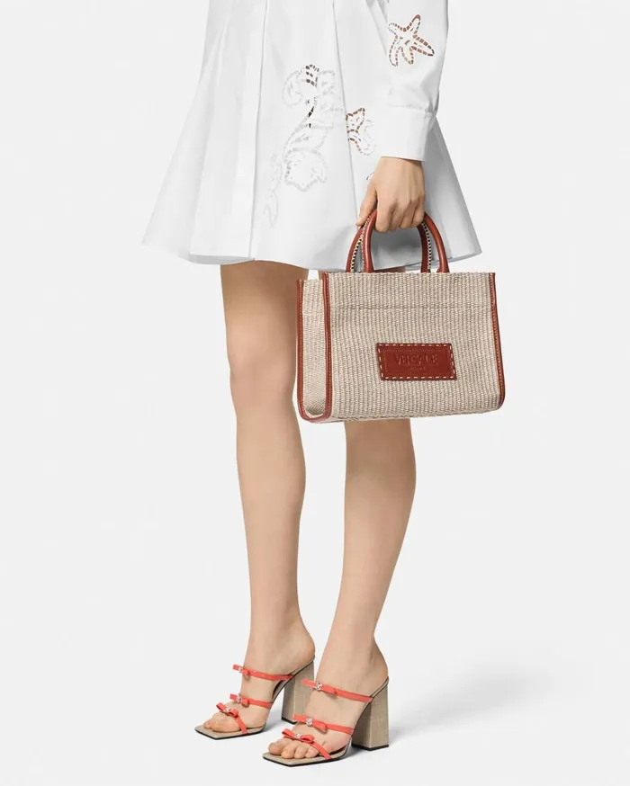 Versace Totes Athena Raffia Small Tote Bag Beige 8211 Women Versace Totes Athena Raffia Small Tote Bag Beige 8211 Women