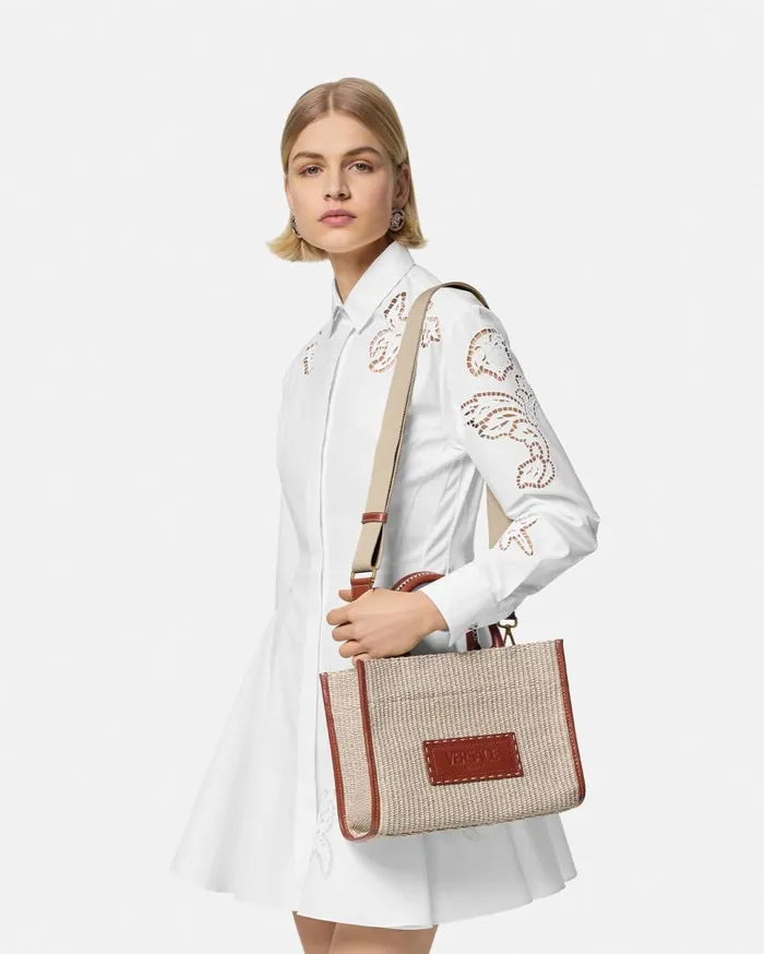 Versace Totes Athena Raffia Small Tote Bag Beige 8211 Women Versace Totes Athena Raffia Small Tote Bag Beige 8211 Women