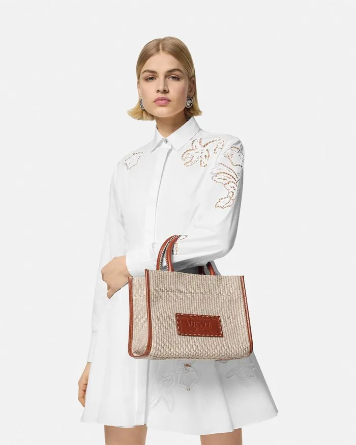 Versace Totes Athena Raffia Small Tote Bag Beige 8211 Women Versace Totes Athena Raffia Small Tote Bag Beige 8211 Women