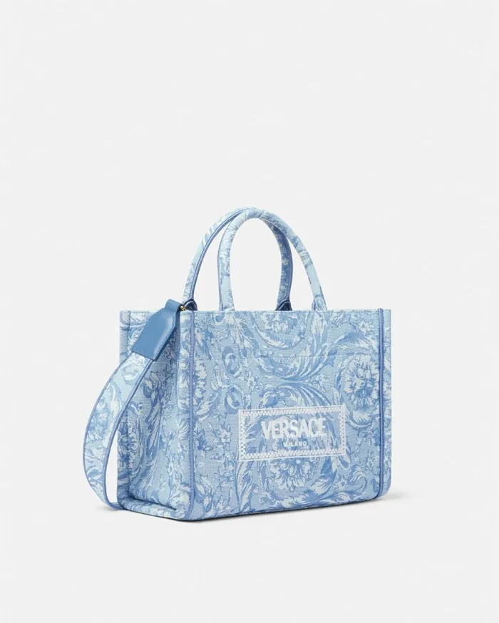 Versace Totes Barocco Athena Small Tote Bag Light Blue 8211 Women Versace Totes Barocco Athena Small Tote Bag Light Blue 8211 Women