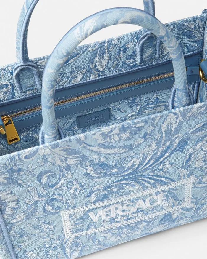 Versace Totes Barocco Athena Small Tote Bag Light Blue 8211 Women Versace Totes Barocco Athena Small Tote Bag Light Blue 8211 Women