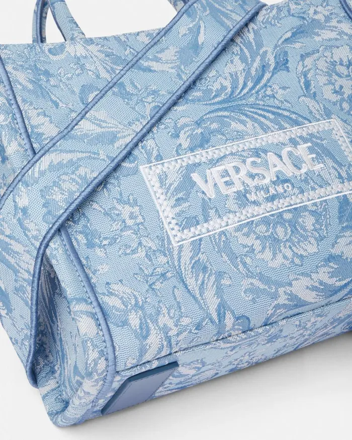 Versace Totes Barocco Athena Small Tote Bag Light Blue 8211 Women Versace Totes Barocco Athena Small Tote Bag Light Blue 8211 Women