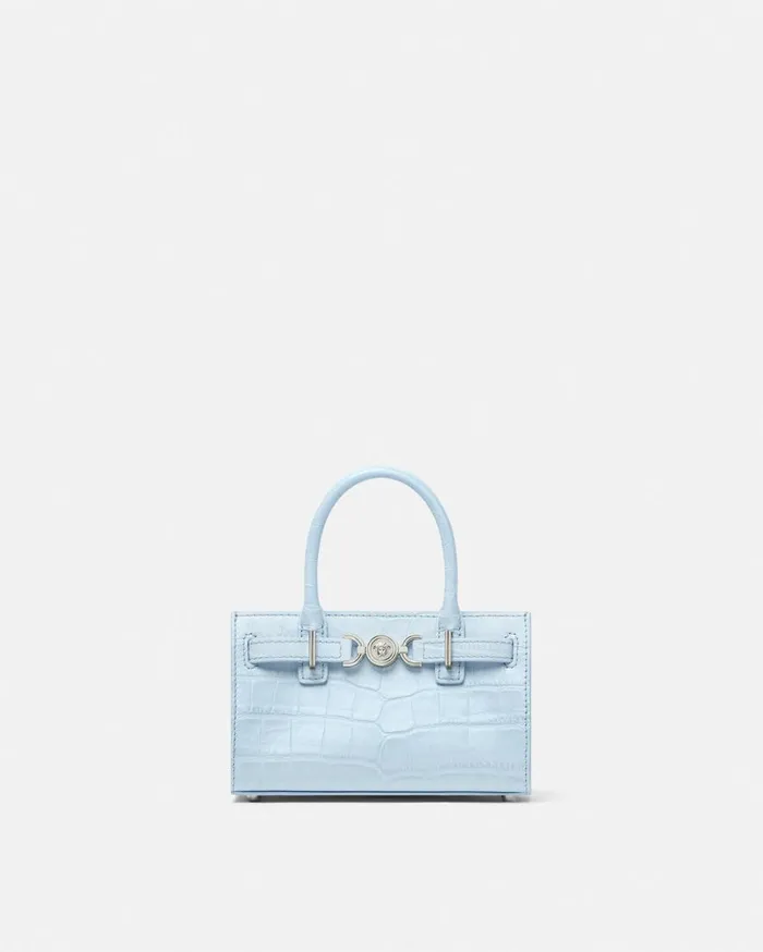 Versace Totes CrocEffect Medusa 03995 Mini Tote Bag Light Blue 8211 Women