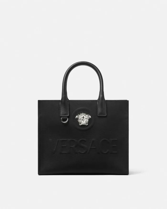 Versace Totes La Medusa Canvas Small Tote Bag Blacksilver 8211 Women