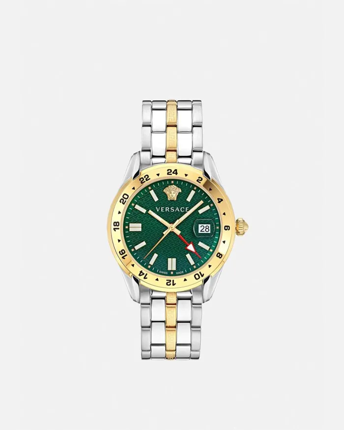 Versace Watches Greca Time GMT Watch Silvergold 8211 Men