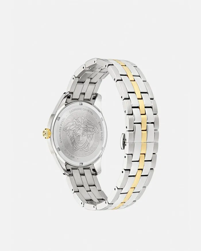 Versace Watches Greca Time GMT Watch Silvergold 8211 Men Versace Watches Greca Time GMT Watch Silvergold 8211 Men