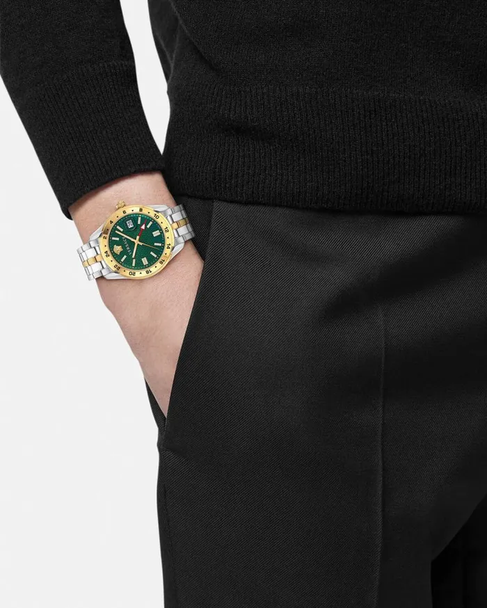 Versace Watches Greca Time GMT Watch Silvergold 8211 Men Versace Watches Greca Time GMT Watch Silvergold 8211 Men