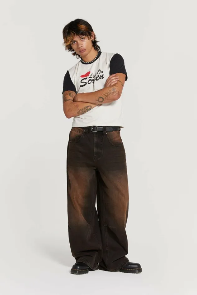 Vintage Brown Colossus Fit Jeans Brown WomenMen Jaded London Colossus Jeans