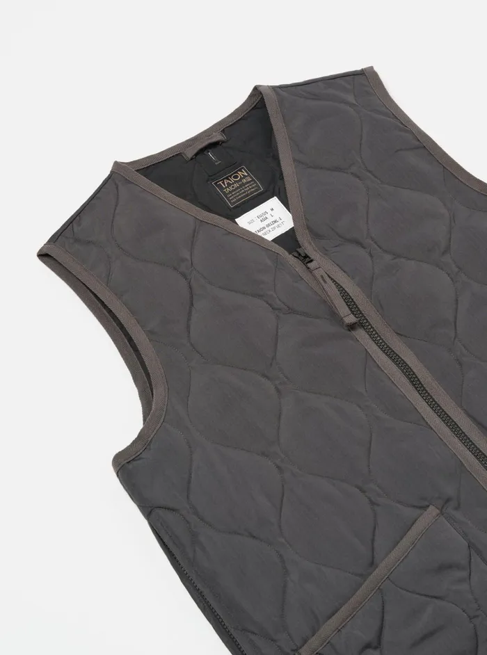 Waistcoats and Gilets Men Universal Works Taion Military VNeck Down Vest In Charcoal Ripstop