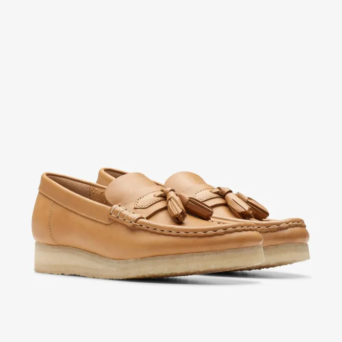 Wallabee Loafer Mid Tan Leather Women Clarks SlipOns