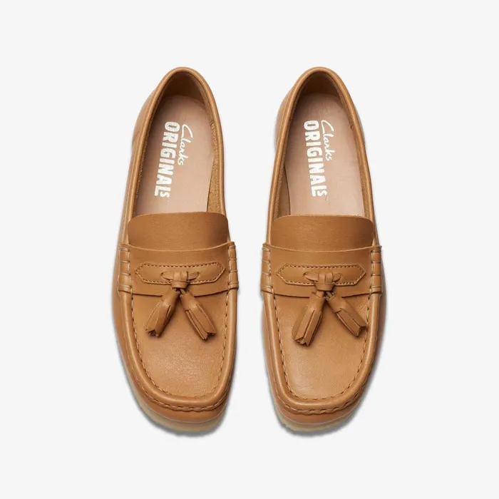 Wallabee Loafer Mid Tan Leather Women Clarks SlipOns