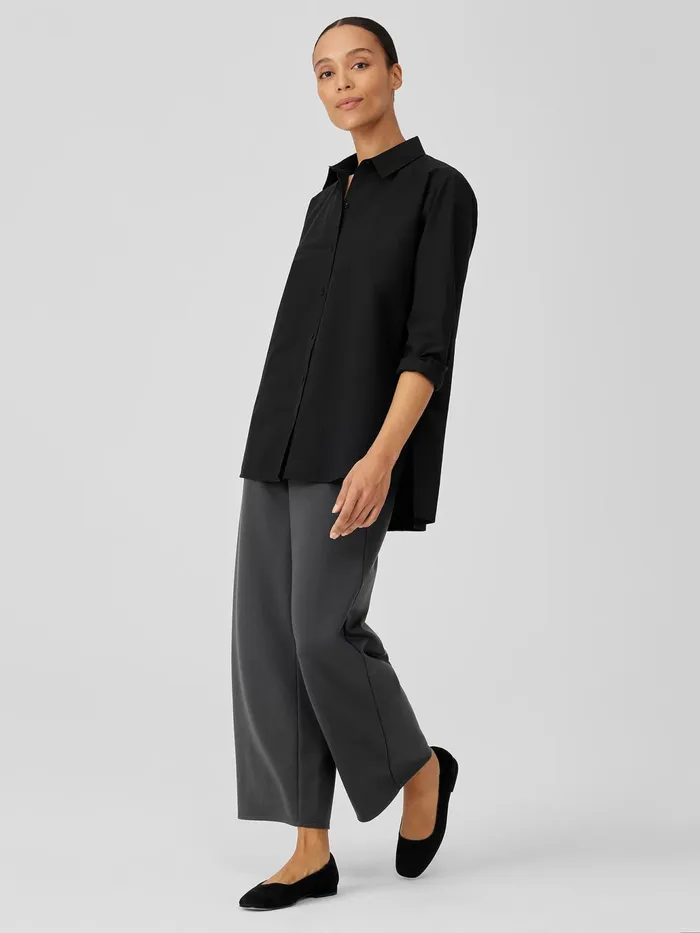 Washed Organic Cotton Poplin Shirt Black Women Eileen Fisher Tops and Tees