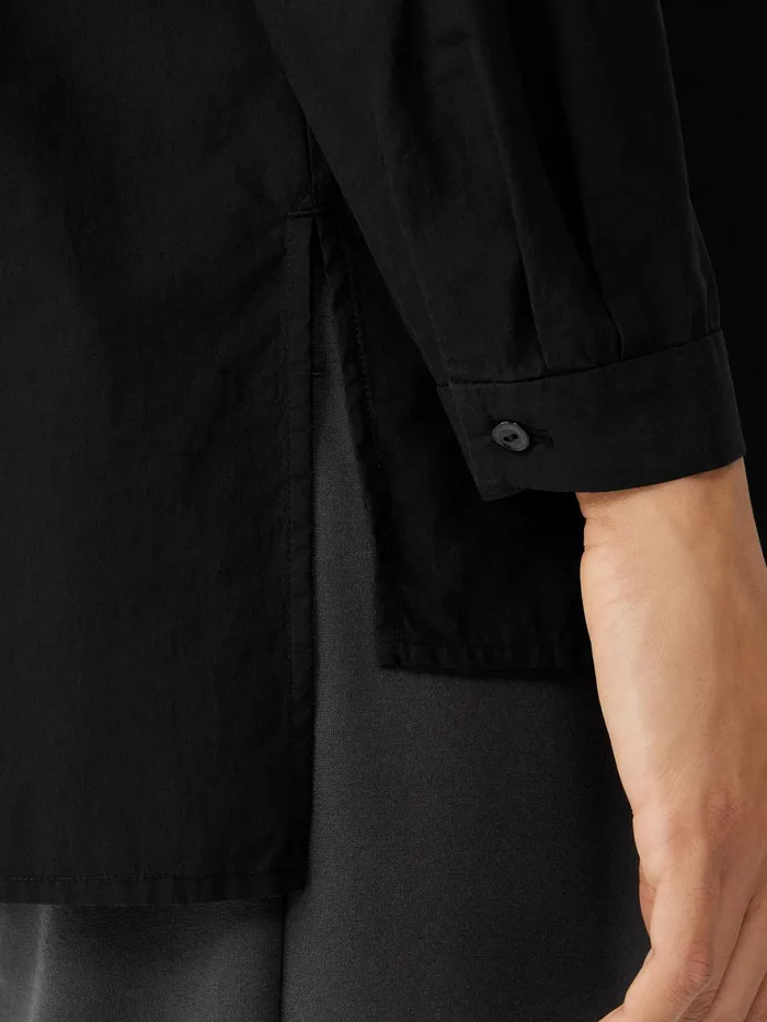 Washed Organic Cotton Poplin Shirt Black Women Eileen Fisher Tops and Tees