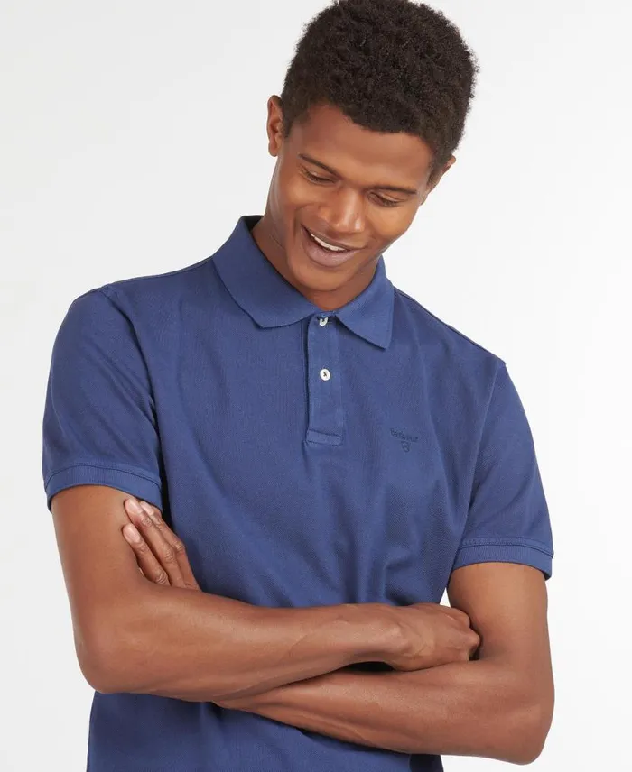 WashedOut Sports Polo Shirt Sky Men Barbour Polo Shirts