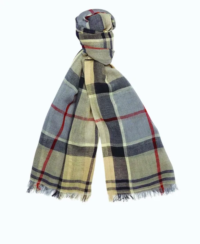 Welton Tartan Scarf Berwick Blue Tartan Men Barbour Scarves and Handkerchiefs