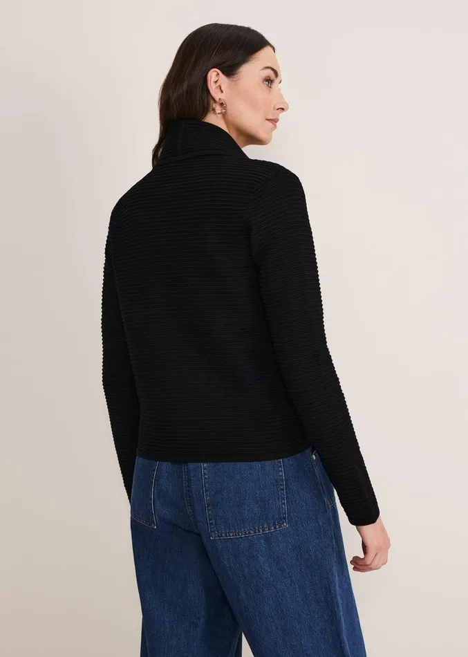 Wendy Ribbed Knit Jacket Black Women Phase Eight Jackets