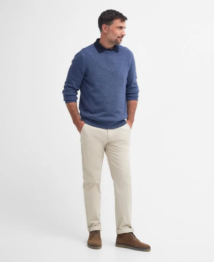 Whitfield Crew Neck Jumper Olive Men Barbour Jumpers