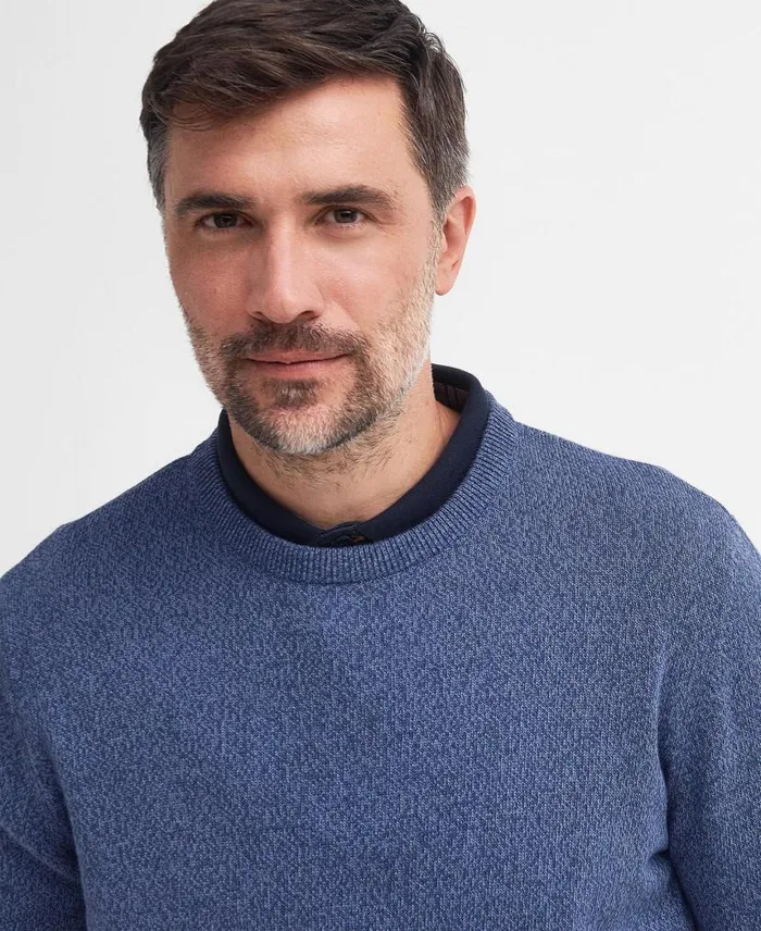 Whitfield Crew Neck Jumper Olive Men Barbour Jumpers
