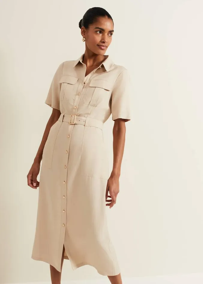 Willow Utility Midi Dress Stone Women Phase Eight Dresses