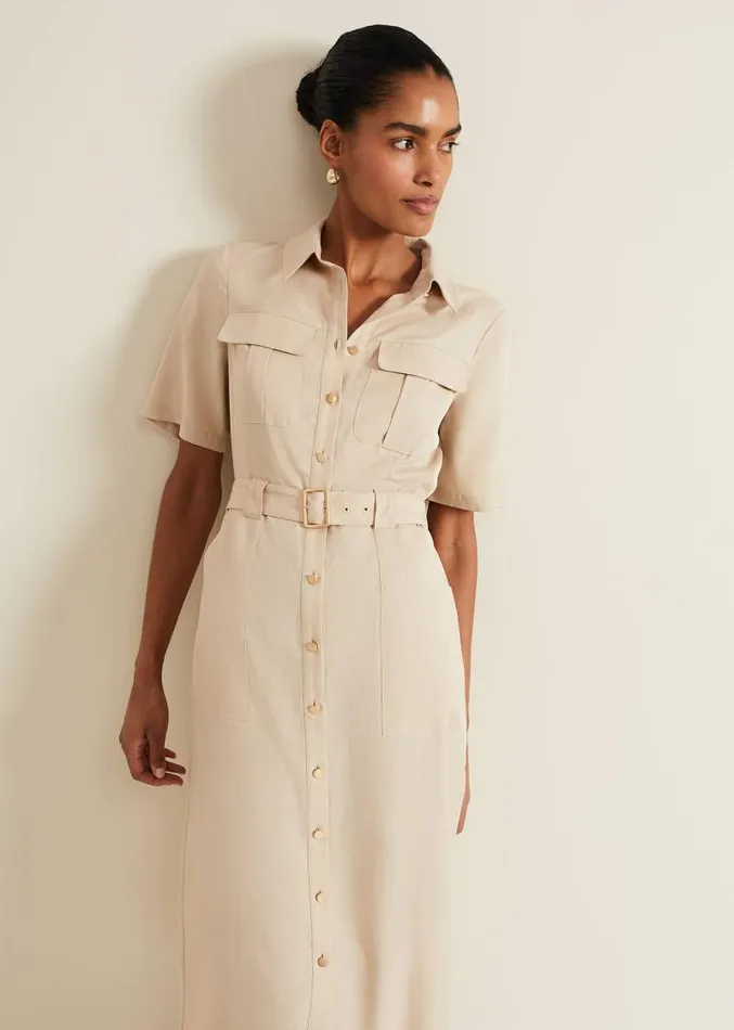 Willow Utility Midi Dress Stone Women Phase Eight Dresses