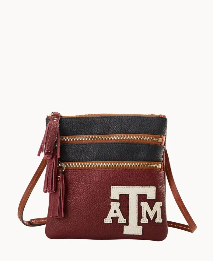 Woman Collegiate Texas Achr38M Triple Zip Crossbody Texas Aandm Dooney and Bourke Crossbodies