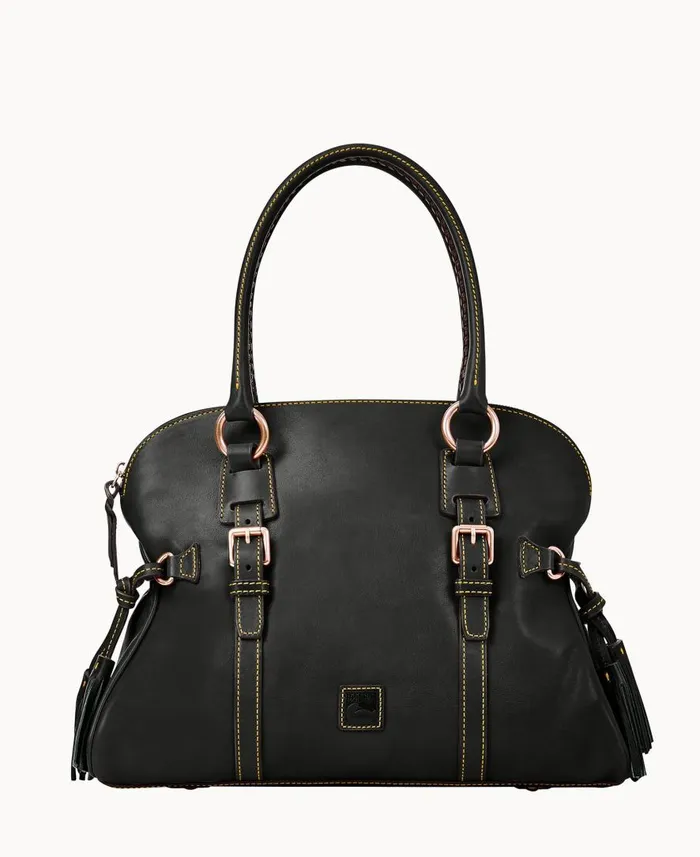 Woman Florentine Domed Buckle Satchel Black Black Dooney and Bourke Satchels