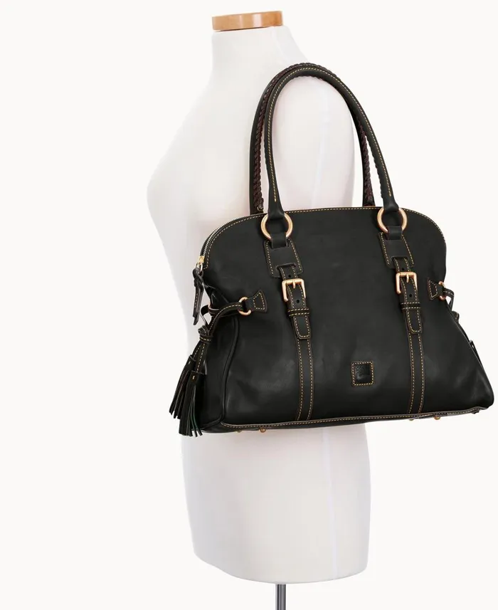 Woman Florentine Domed Buckle Satchel Black Black Dooney and Bourke Satchels Woman Florentine Domed Buckle Satchel Black Black Dooney and Bourke Satchels