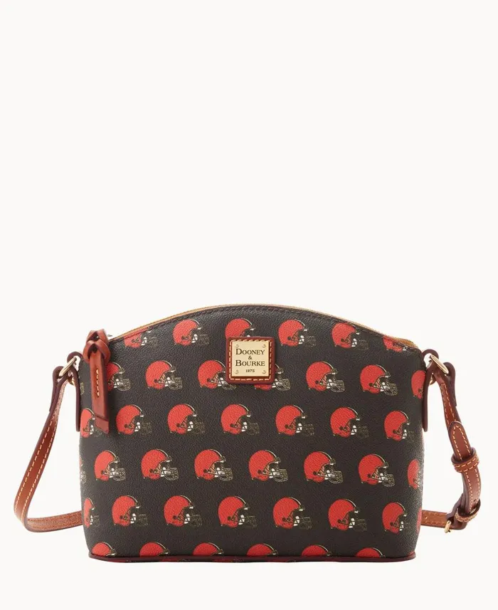 Woman NFL Browns Suki Crossbody Med Wristlet Browns Dooney and Bourke Crossbodies