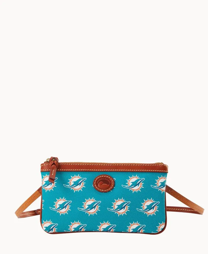 Woman NFL Dolphins Large Slim Crossbody Dolphins Dooney and Bourke Crossbodies