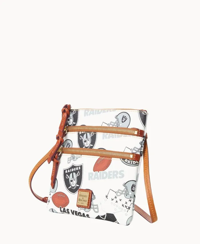 Woman NFL Raiders N S Triple Zip Crossbody Raiders Dooney and Bourke Crossbodies Woman NFL Raiders N S Triple Zip Crossbody Raiders Dooney and Bourke Crossbodies