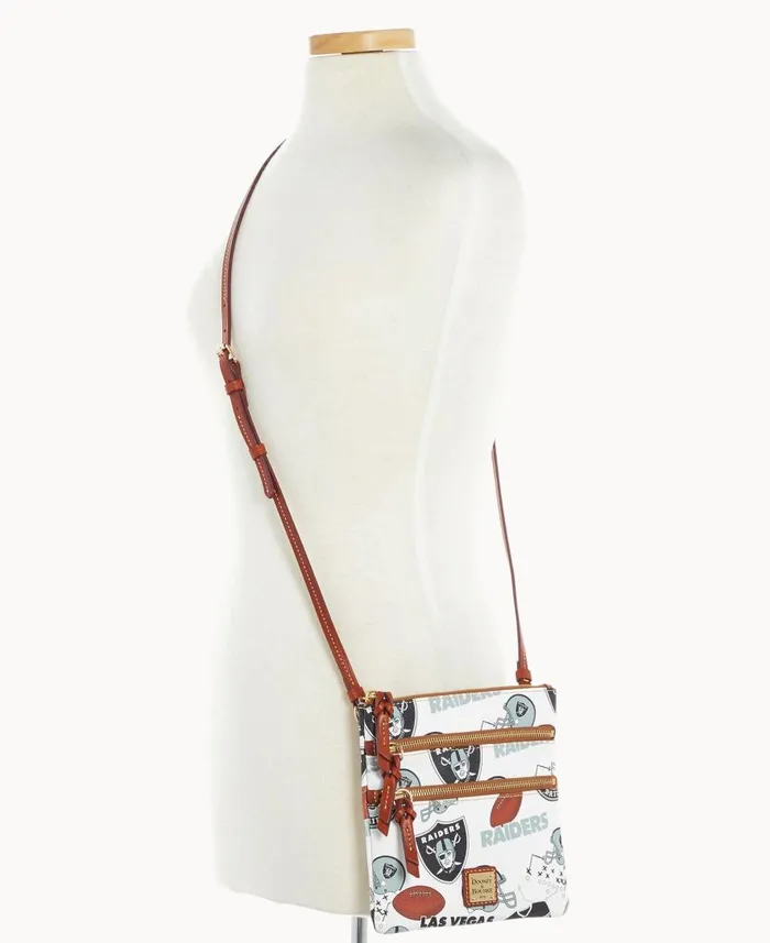 Woman NFL Raiders N S Triple Zip Crossbody Raiders Dooney and Bourke Crossbodies Woman NFL Raiders N S Triple Zip Crossbody Raiders Dooney and Bourke Crossbodies