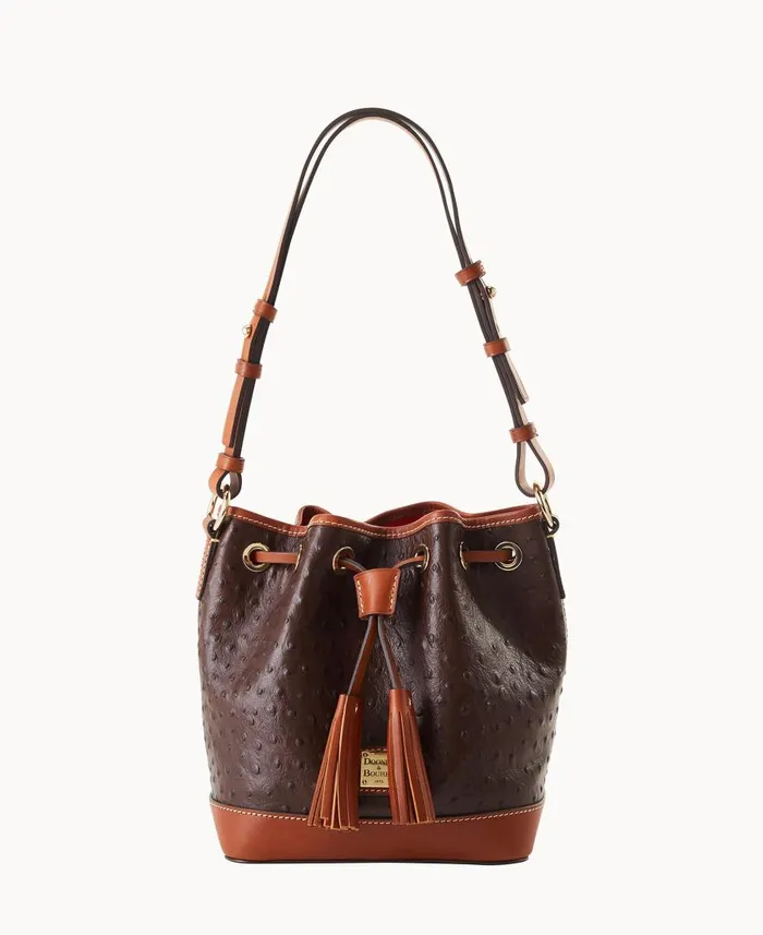 Woman Ostrich Small Drawstring Brown Tmoro Dooney and Bourke Shoulder Bags