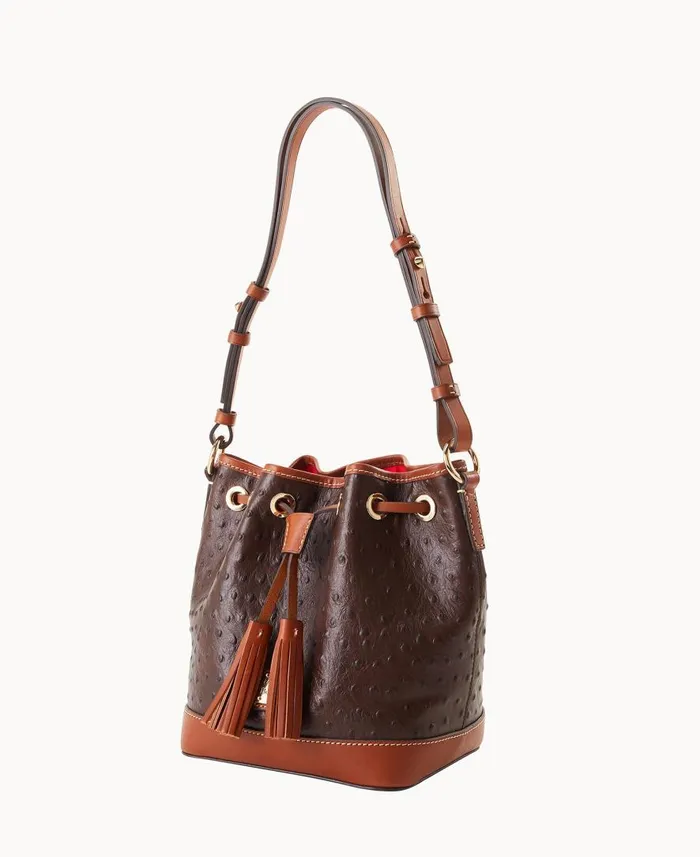 Woman Ostrich Small Drawstring Brown Tmoro Dooney and Bourke Shoulder Bags Woman Ostrich Small Drawstring Brown Tmoro Dooney and Bourke Shoulder Bags