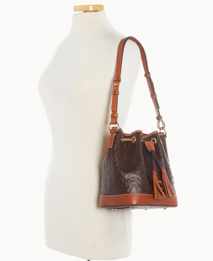 Woman Ostrich Small Drawstring Brown Tmoro Dooney and Bourke Shoulder Bags Woman Ostrich Small Drawstring Brown Tmoro Dooney and Bourke Shoulder Bags