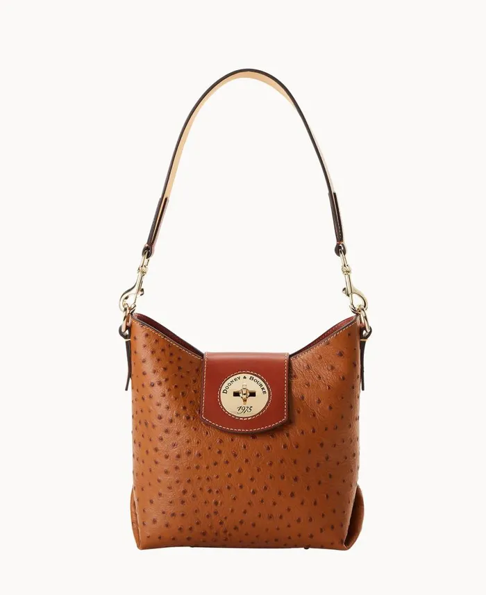 Woman Ostrich Turnlock Sac 22 Caramel Dooney and Bourke Shoulder Bags